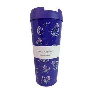 VERA BRADLEY Wild Roses Purple Floral Travel Mug 16 oz 24366-19077 New With Box